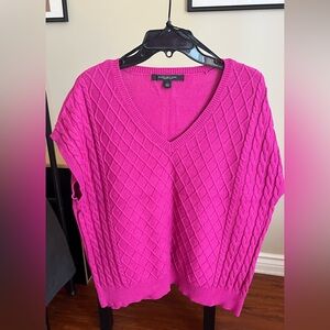 Marc New York Oversized V-Neck Sweater in Vibrant Pink